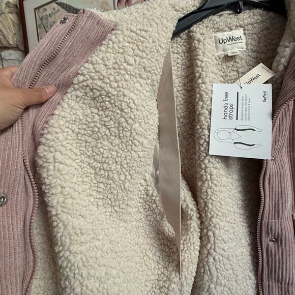 NWT UpWest women’s lined corduroy jacket hands free bomber in rose blush - Picture 7 of 10